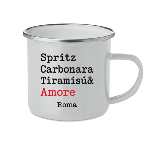 Tazza Metallo Spritz, Carbonara Tiramisù e Amore